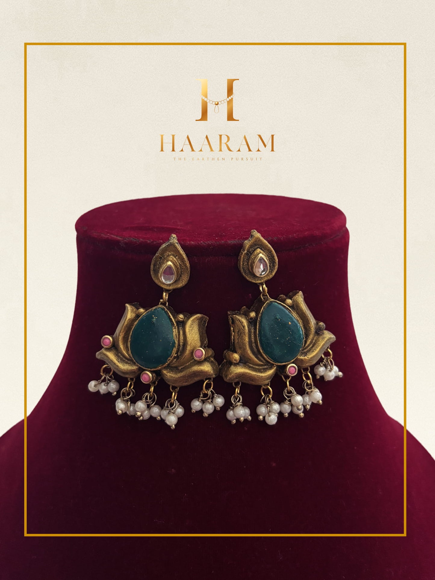 lotus terracotta earrings handmade traditional jewellery