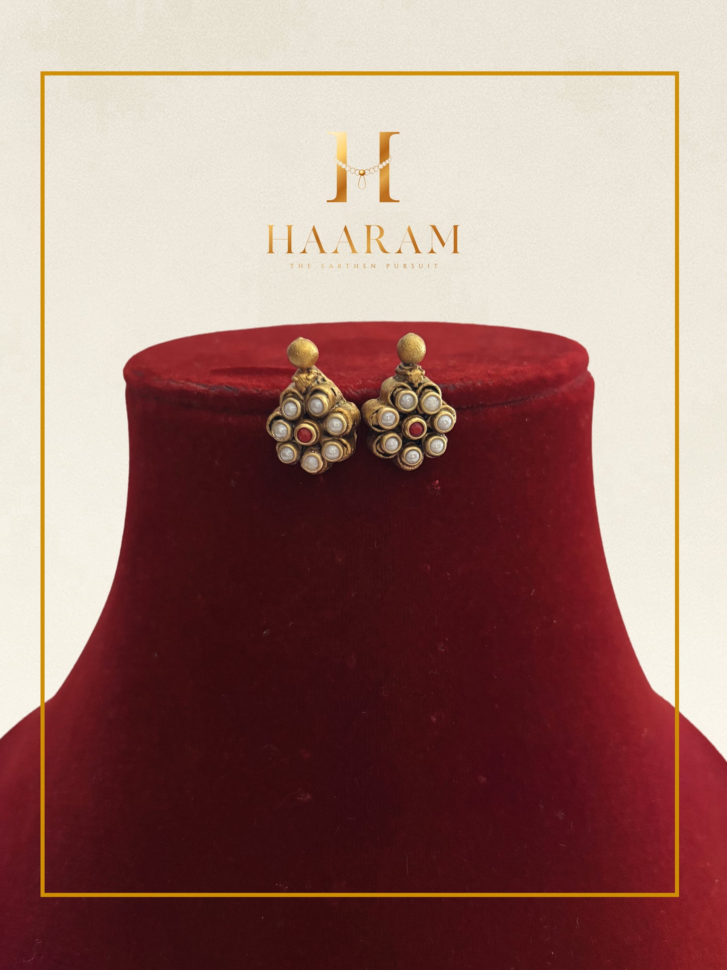 Pearl Cluster Terracotta Earrings Handmade by HaarambyYashh