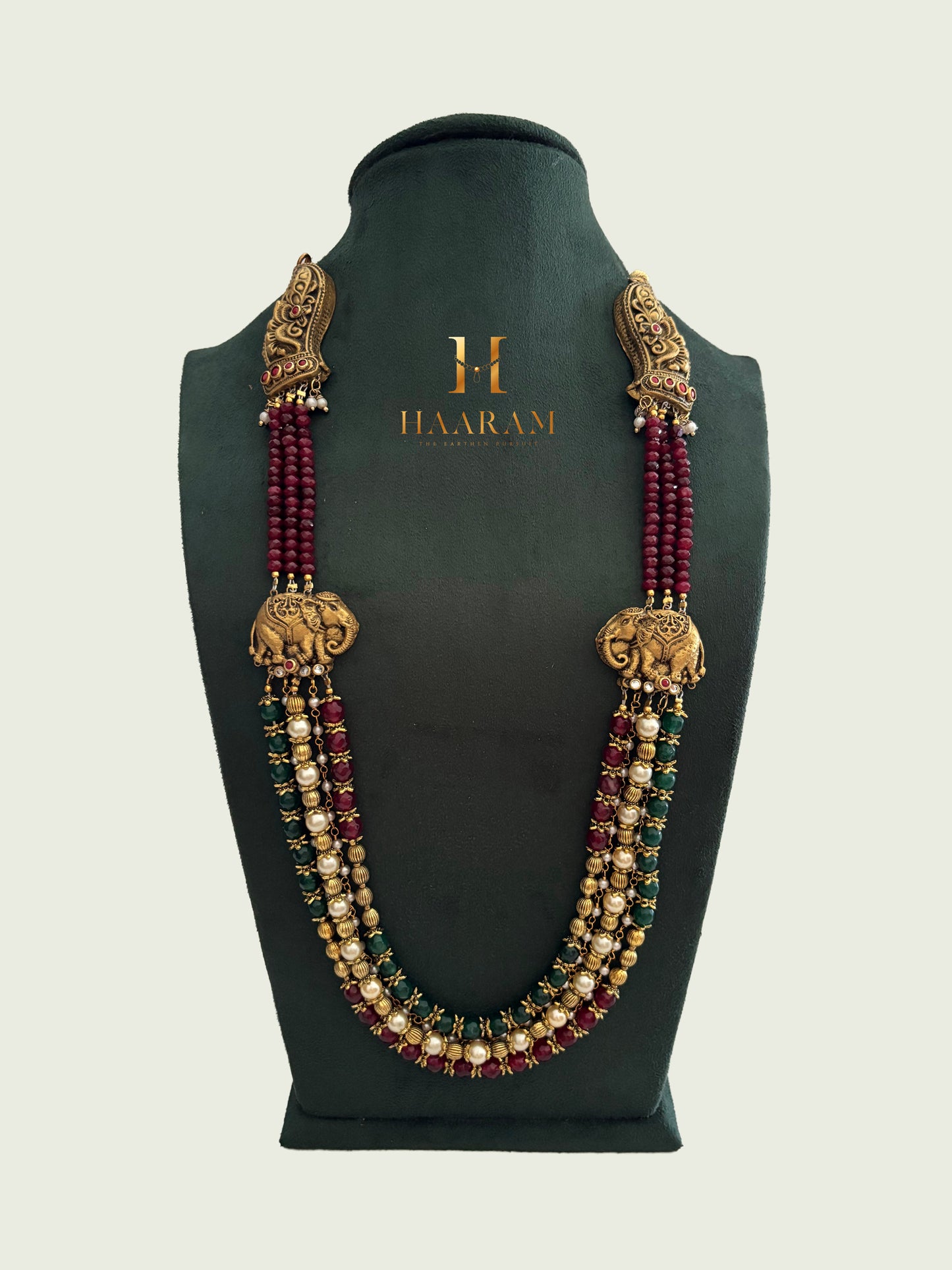Classic maroon-Bead Terracotta Temple Necklace | Handmade Ethnic Jewelry