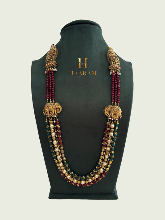 Classic maroon-Bead Terracotta Temple Necklace | Handmade Ethnic Jewelry