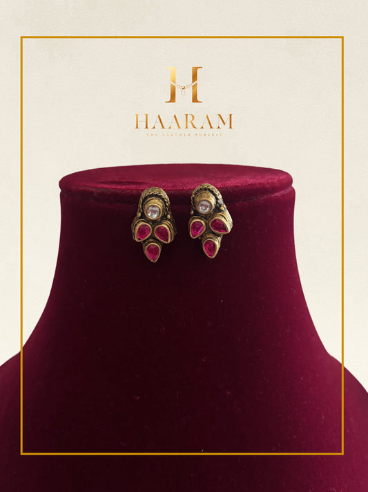 small terracotta stud earrings handmade traditional design
