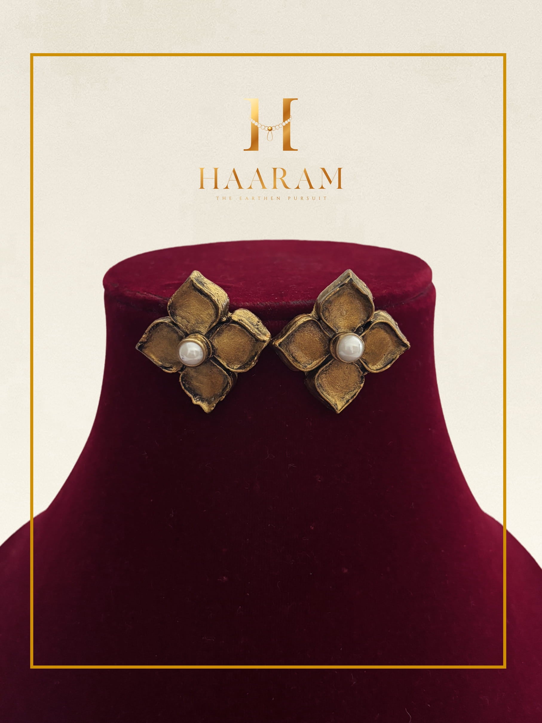 Flower terracotta earrings handmade statement jewellery