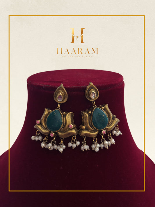 lotus terracotta earrings handmade traditional jewellery