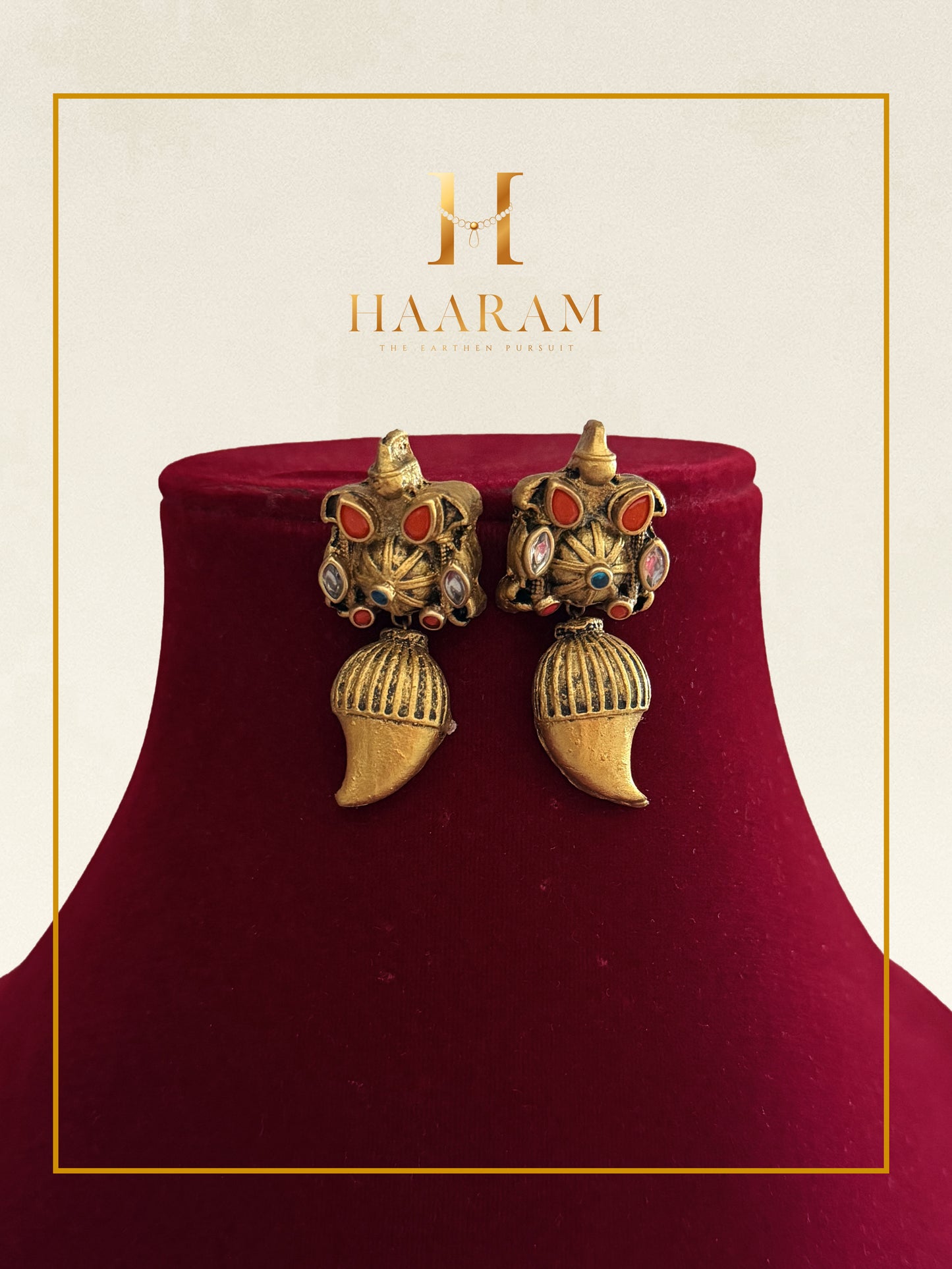 antique mango terracotta earrings handmade traditional jewellery