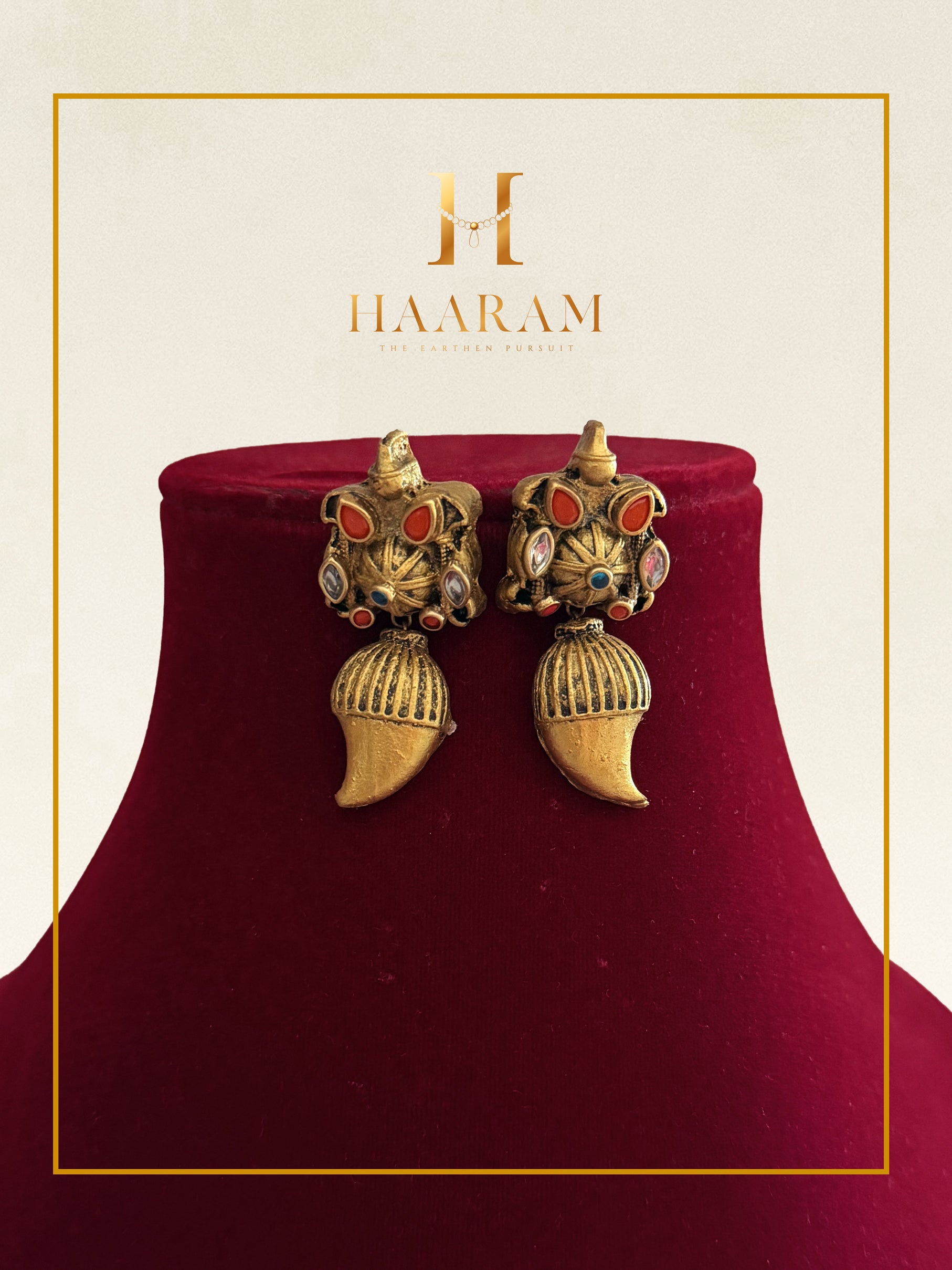 antique mango terracotta earrings handmade traditional jewellery
