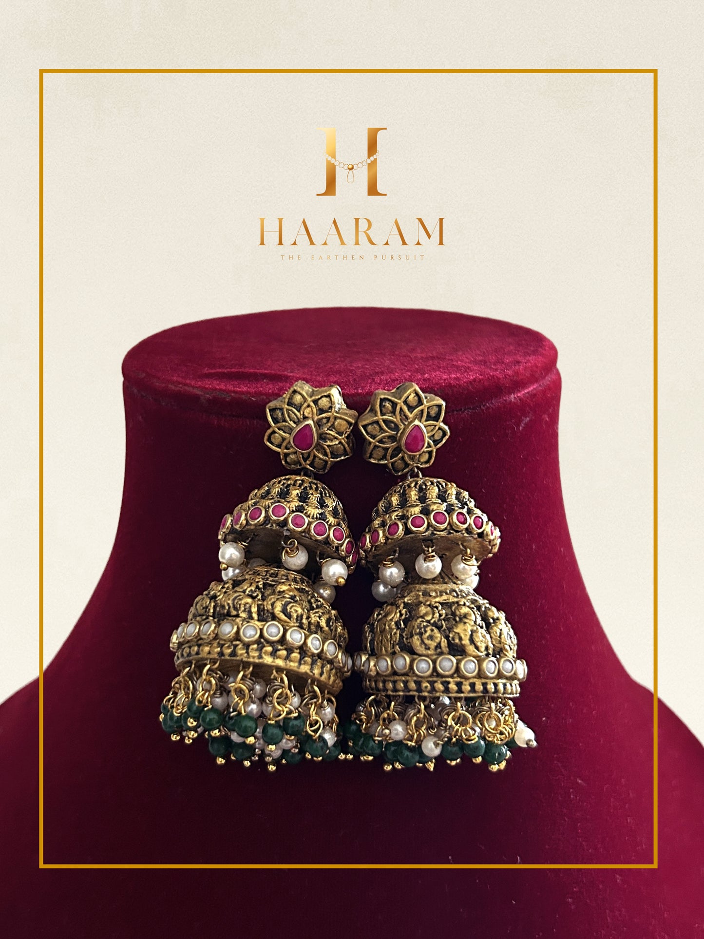 grand bridal terracotta jhumka earrings handmade statement jewellery