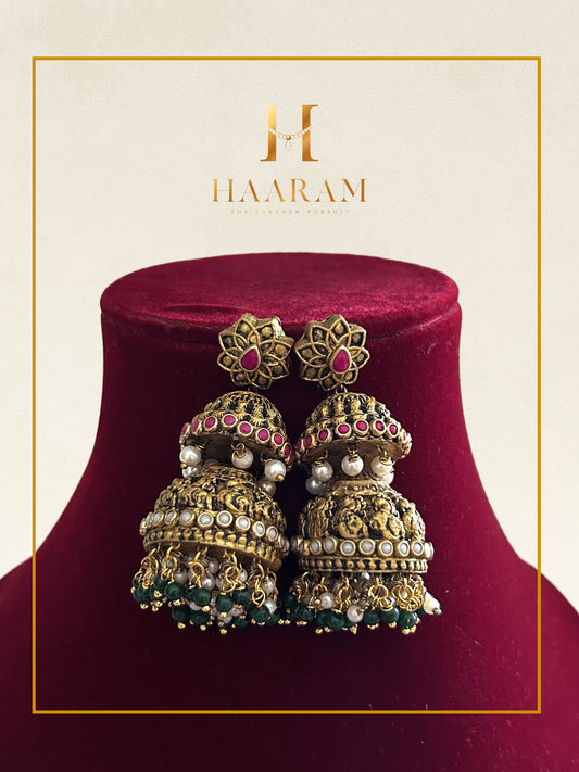 grand bridal terracotta jhumka earrings handmade statement jewellery
