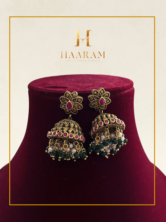 floral terracotta jhumka earrings handmade ethnic jewellery