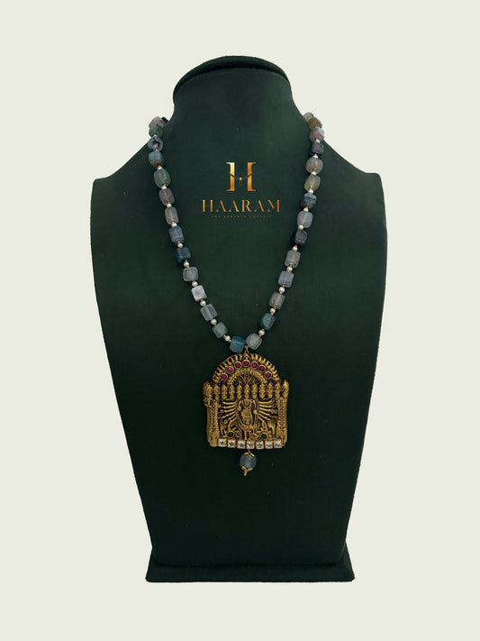 terracotta necklace with temple-inspired pendant 