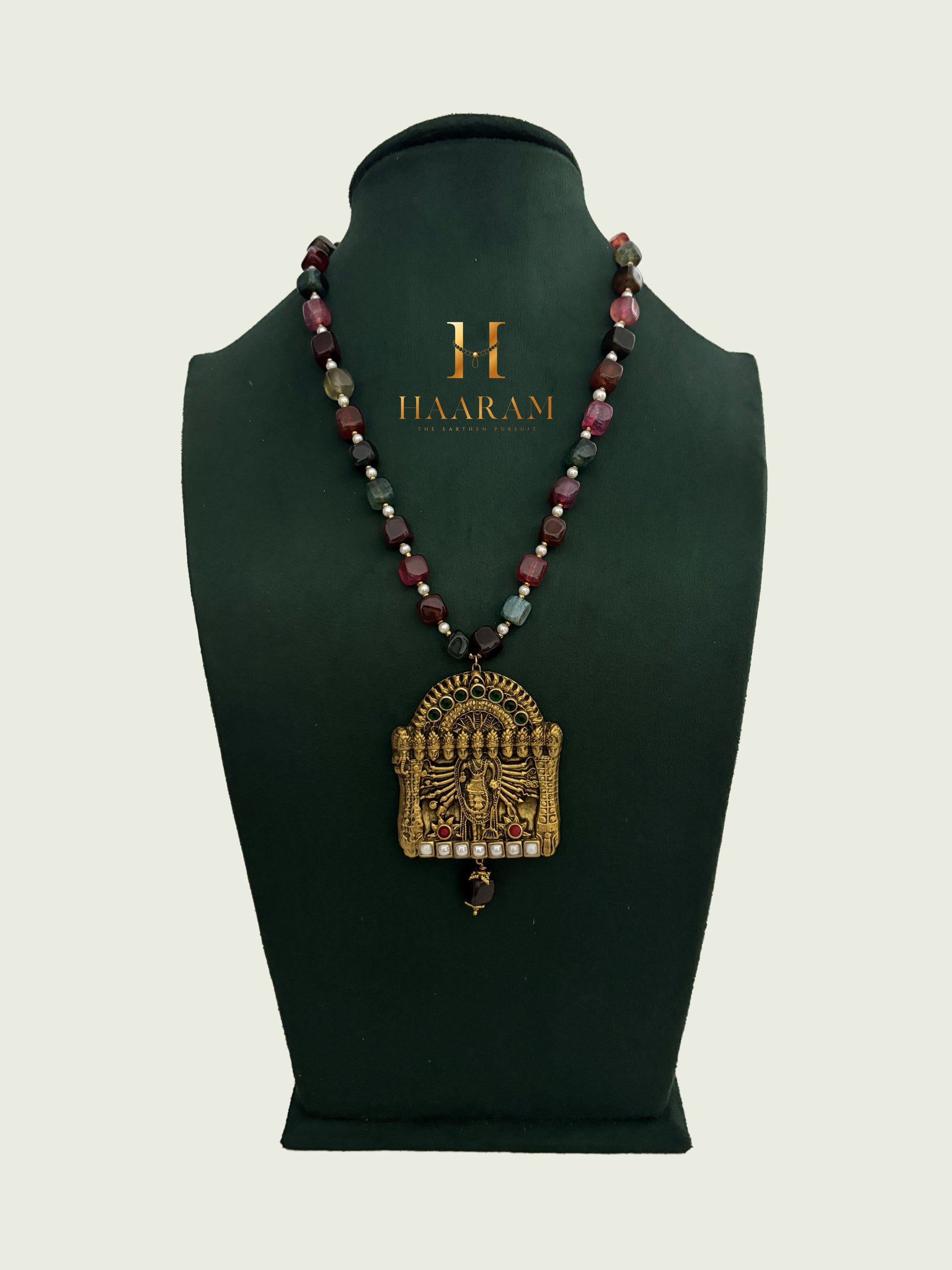 terracotta necklace with temple-inspired pendant 