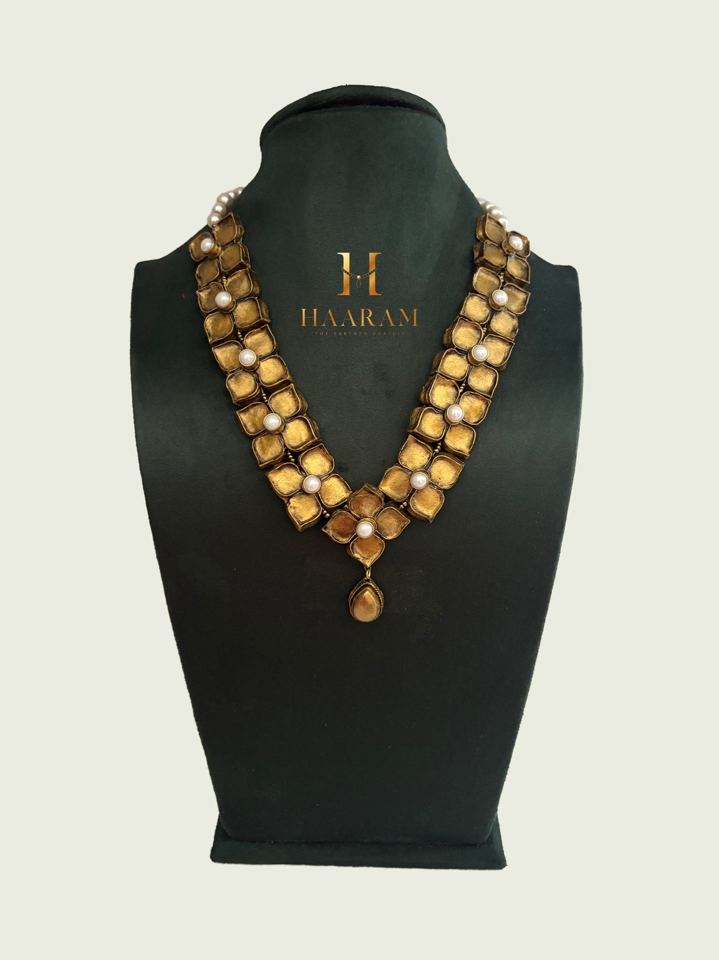 Broad Floral bridal terracotta necklace with traditional design